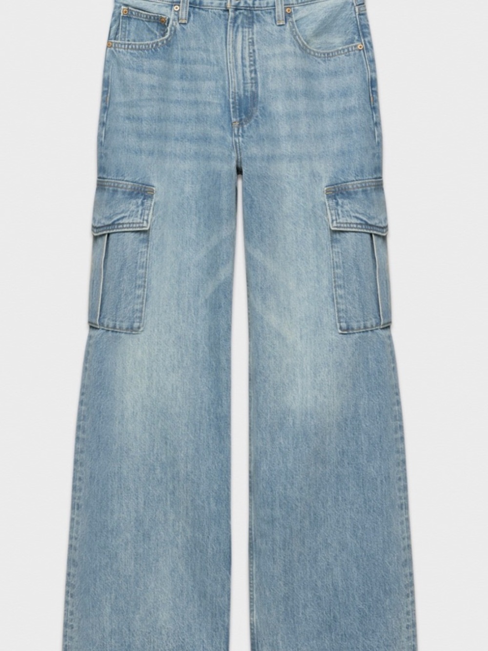 Denim Forum Farrah Hi Rise Wide Leg Cargo Jeans